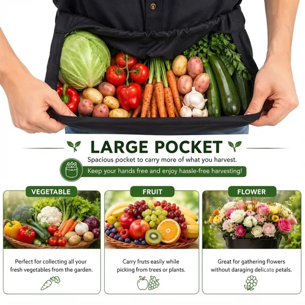 Loomcra_Garden_Harvest_Apron_For_Men_&_Women_|_Large_Fruit_&_Vegetable_Collection_Pouch_With_Side_Pockets_|_Hands_Free_Gardening_&_Harvesting_Bag_|_Reusable_Garden_Work_Apron_For_Fruits,_Vegetables