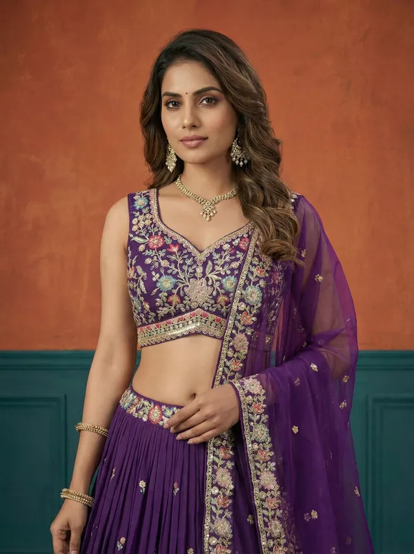 Purple_Embroidered_Lehenga_Choli_Set_for_Women