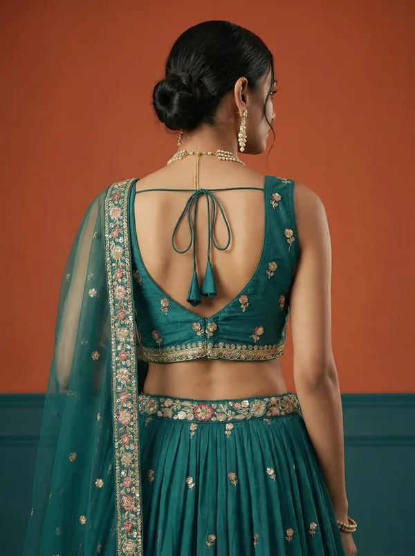Teal_Embroidered_Lehenga_Choli_Set_for_Women
