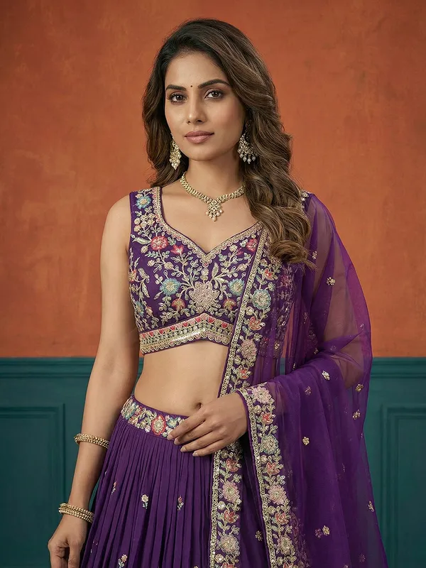 Purple_Embroidered_Lehenga_Choli_Set_for_Women