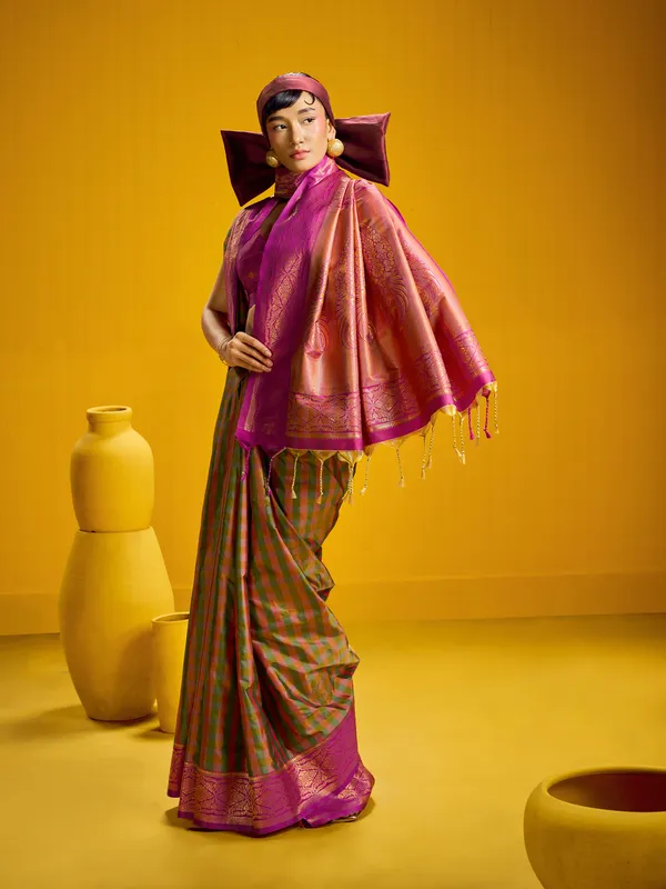 Pink_Woven_Striped_Saree_for_Women