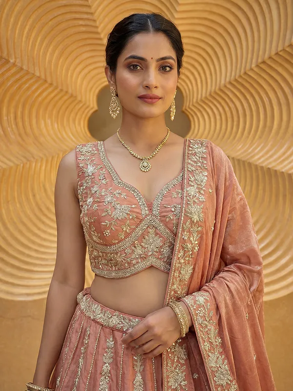 Peach_Embroidered_Lehenga_Choli_for_Women