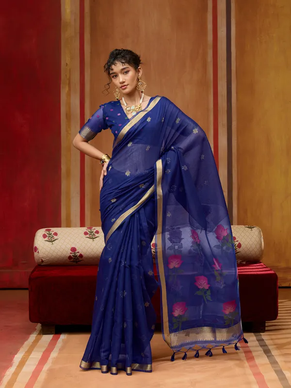 Blue_Printed_Saree_For_Women