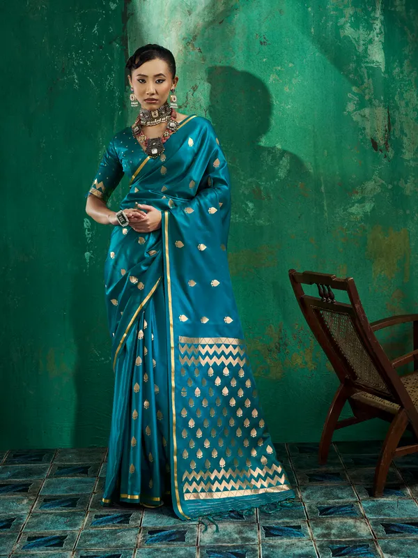 Teal_Woven_Saree_for_Women