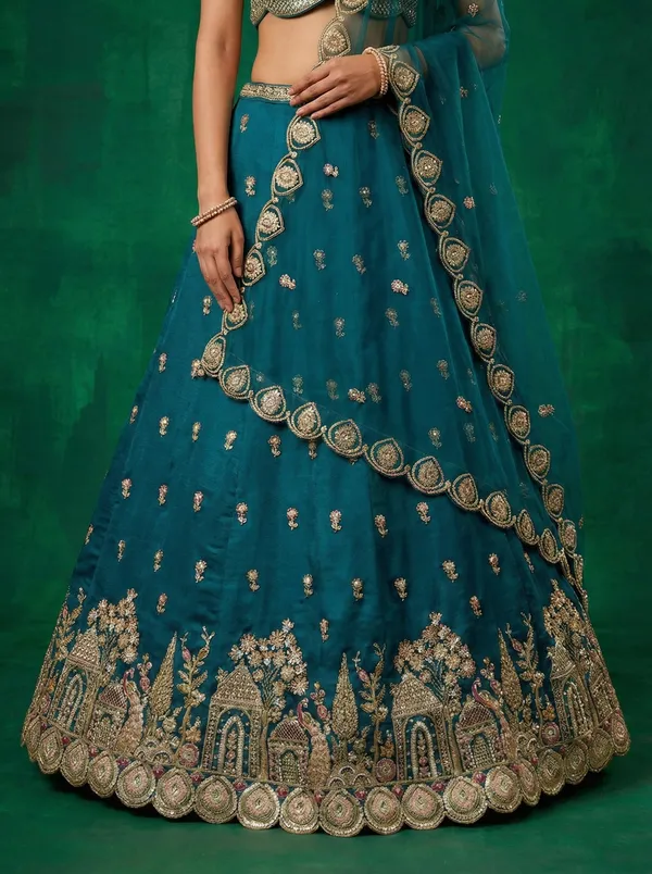 Teal_Embroidered_Lehenga_Choli_Set_for_Women