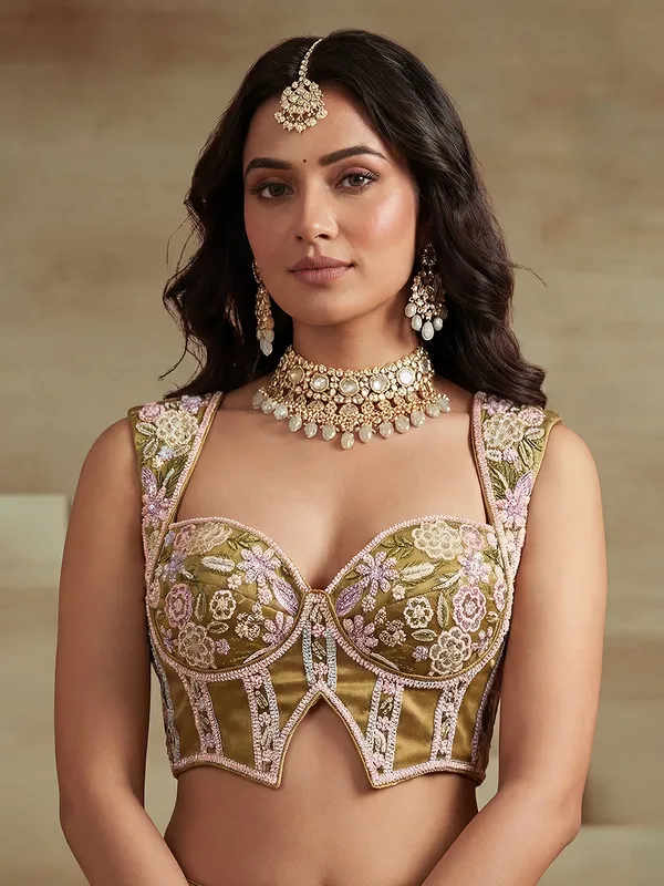 Olive_Satin_Finish_Embroidered_Lehenga_Choli_for_Women