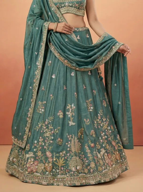 Teal_Embroidered_Lehenga_Set_for_Women