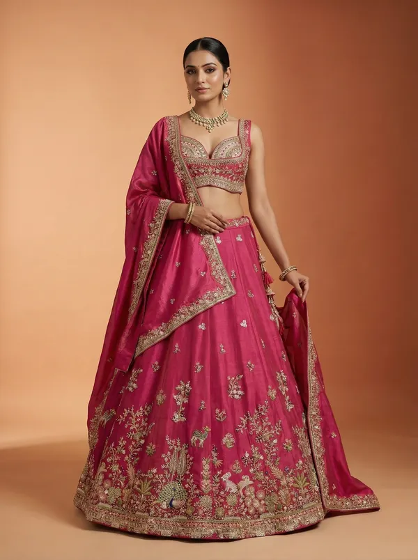 Pink_Embroidered_Lehenga_Choli_Set_for_Women