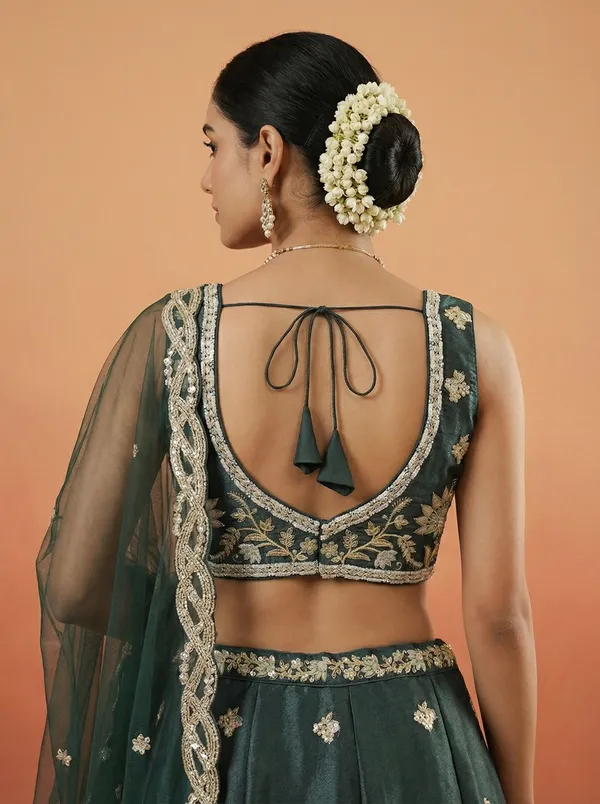Dark_Green_Embroidered_Lehenga_Choli_Set_for_Women
