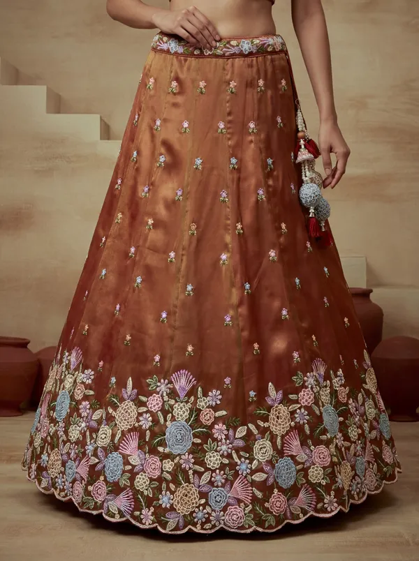 Brown_Embroidered_Flared_Lehenga_Set_for_Women