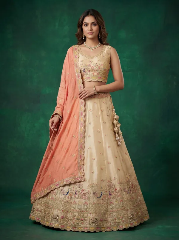 Peach_Embroidered_Lehenga_Choli_Set_for_Women
