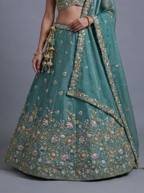 Teal_Embroidered_Lehenga_Choli_Set_for_Women