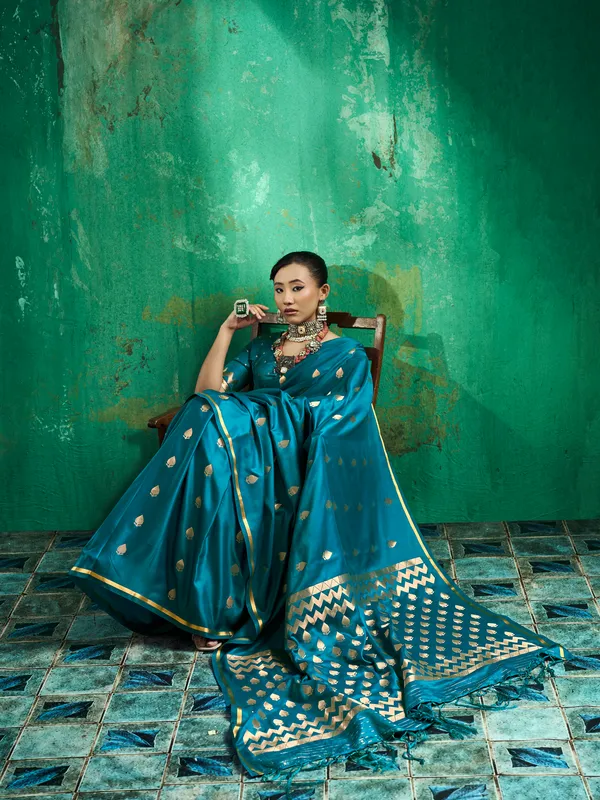 Teal_Woven_Saree_for_Women