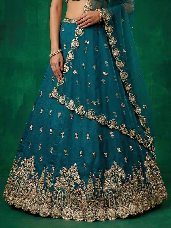 Teal_Embroidered_Lehenga_Choli_for_Women