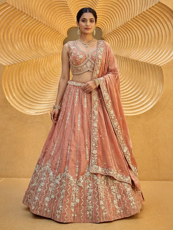 Peach_Embroidered_Lehenga_Choli_for_Women