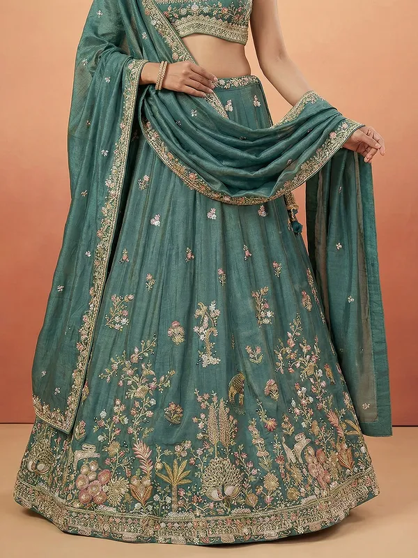 Teal_Embroidered_Lehenga_Choli_Set_for_Women