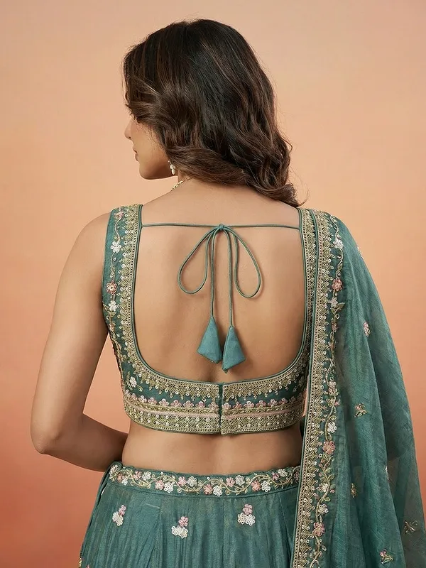 Teal_Embroidered_Lehenga_Choli_Set_for_Women