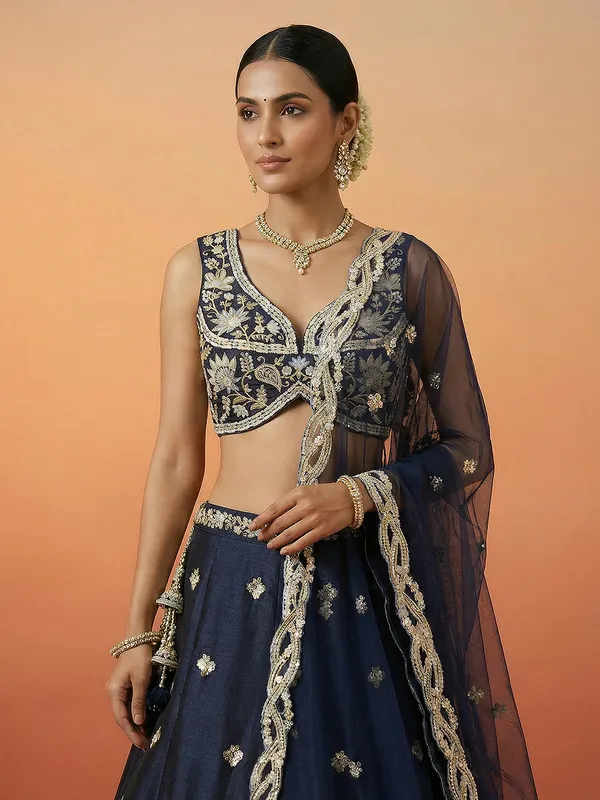 Navy_Blue_Embroidered_Lehenga_Choli_Set_for_Women
