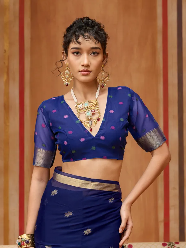Blue_Printed_Saree_For_Women