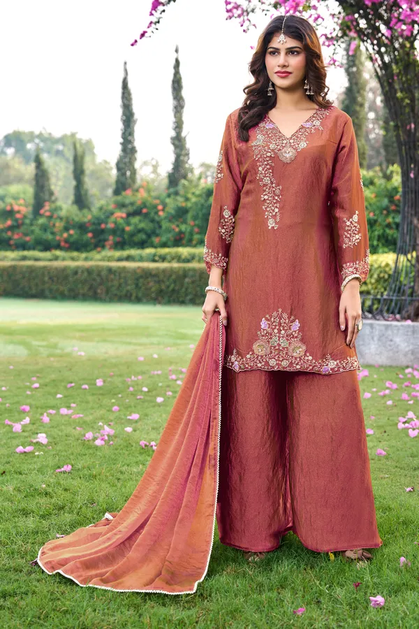 Rust_Embroidered_Straight_Kurta_Set_for_Women