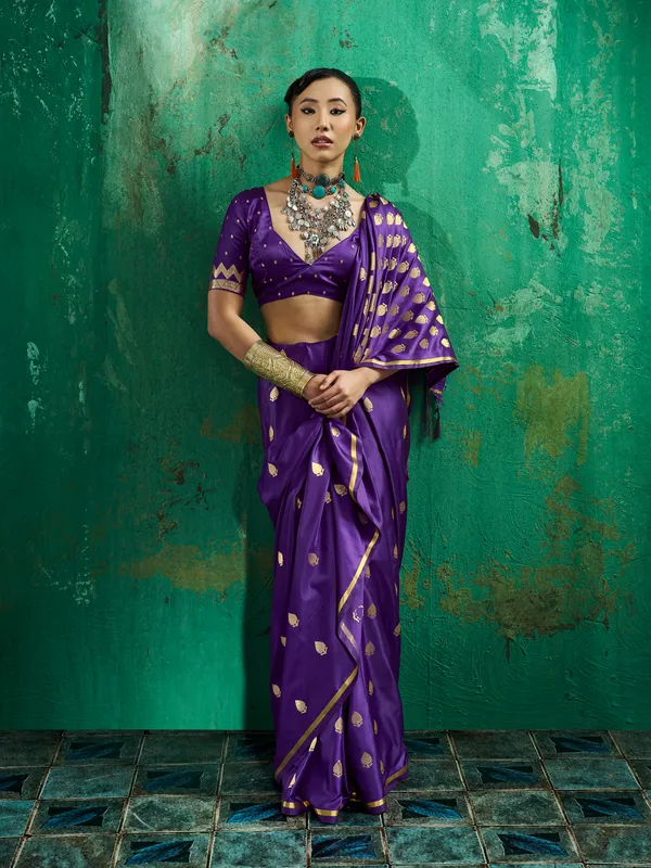 Purple_Printed_Saree_With_Blouse_for_Women