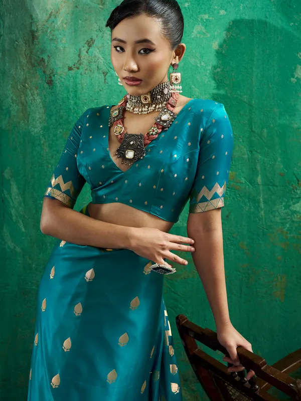 Teal_Woven_Saree_for_Women