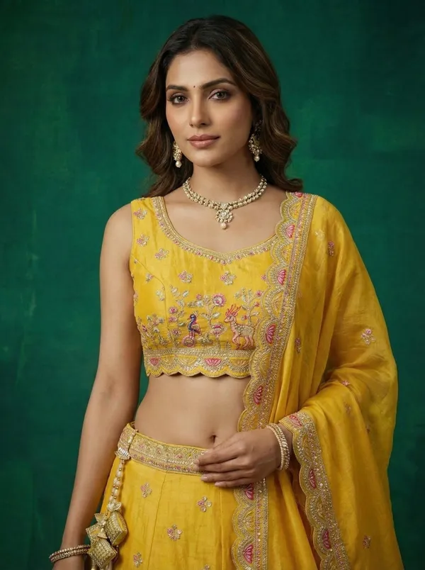 Yellow_Embroidered_Lehenga_Choli_Set_for_Women