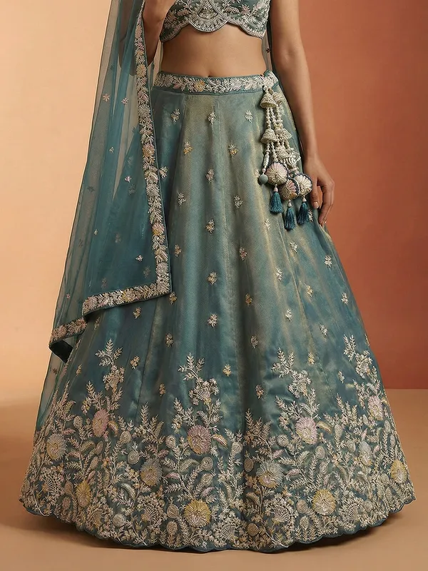 Teal_Embroidered_Flared_Lehenga_Choli_for_Women