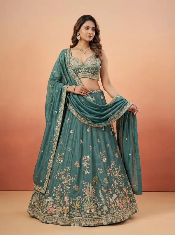 Teal_Embroidered_Lehenga_Set_for_Women