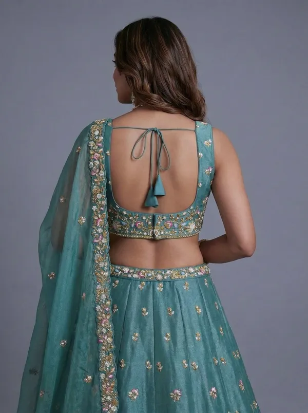 Teal_Embroidered_Lehenga_Choli_Set_for_Women