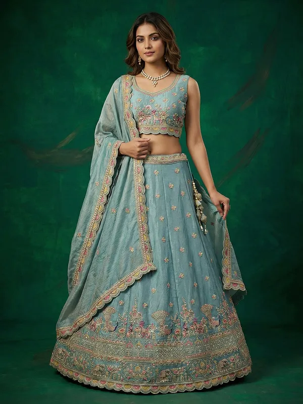 Sea_Green_Embroidered_Lehenga_Choli_Set_for_Women
