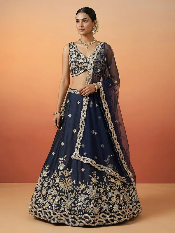 Navy_Blue_Embroidered_Lehenga_Choli_Set_for_Women