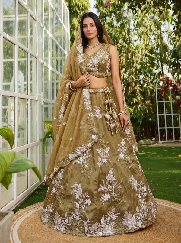 Olive_Embroidered_Flared_Lehenga_Set_for_Women