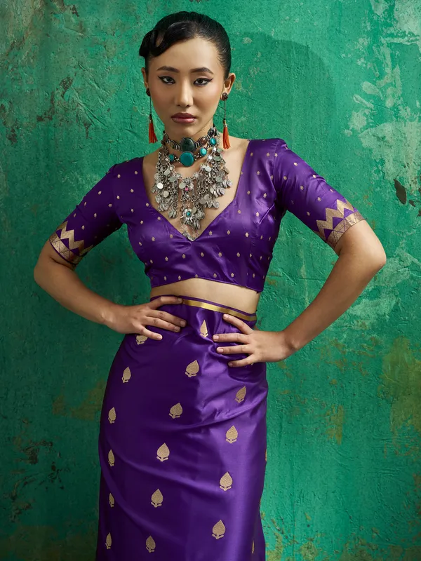 Purple_Printed_Saree_With_Blouse_for_Women