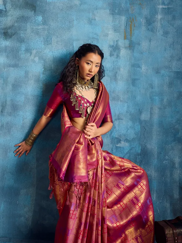 Pink_Banarasi_Silk_Saree_For_Women_(10004_D)
