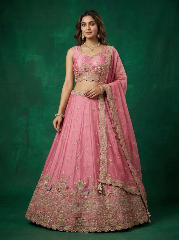 Pink_Embroidered_Lehenga_Choli_Set_for_Women