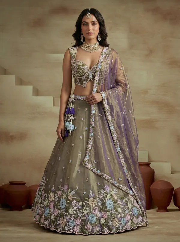 Olive_Embroidered_Flared_Lehenga_Set_for_Women