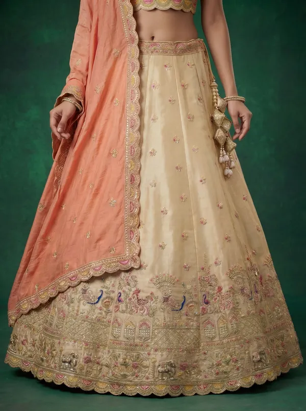 Peach_Embroidered_Lehenga_Choli_Set_for_Women