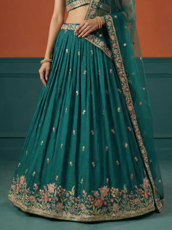 Teal_Embroidered_Lehenga_Choli_Set_for_Women