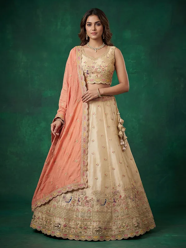 Peach_Embroidered_Lehenga_Choli_for_Women