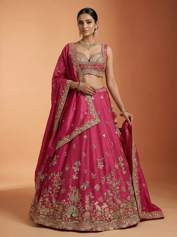 Pink_Embroidered_Lehenga_Choli_For_Women