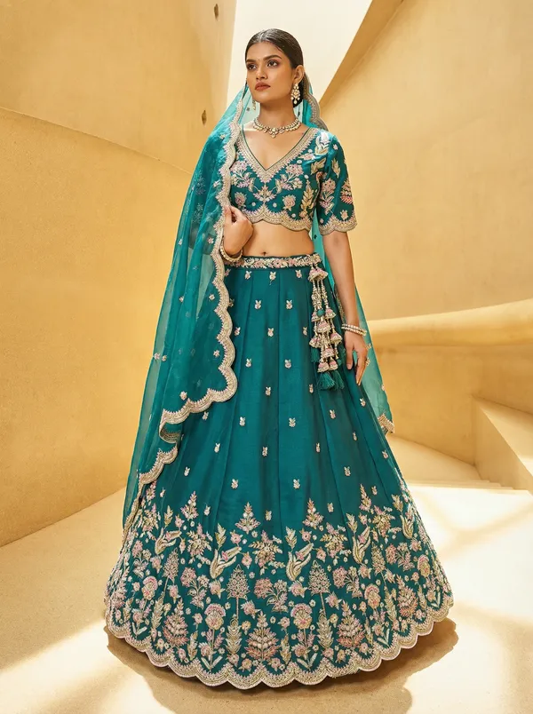 Teal_Embroidered_Lehenga_Choli_for_Women