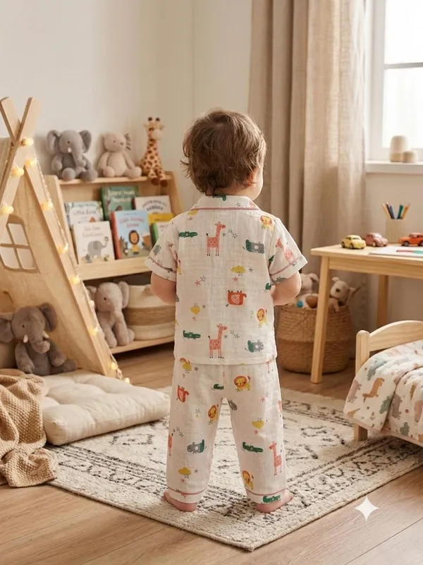White_Muslin_Relaxed_Fit_Animal_Print_Night_Suit_For_Babies