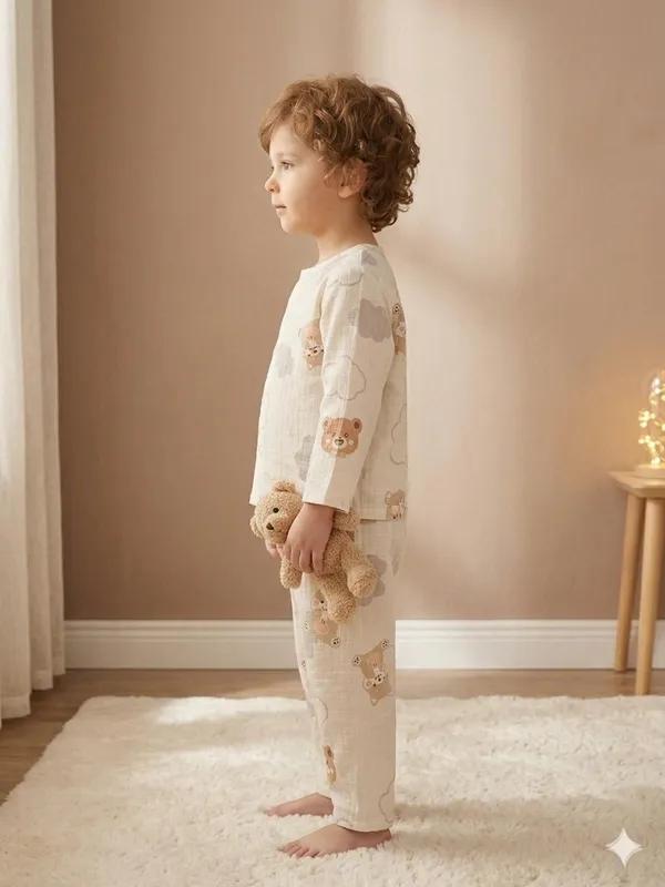 Cream_Muslin_Relaxed_Fit_Teddy_Cloud_Print_Night_Suit_For_Kids