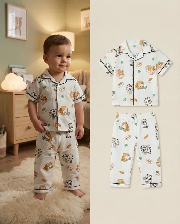 Cream_Muslin_Relaxed_Fit_Character_Print_Night_Suit_For_Babies