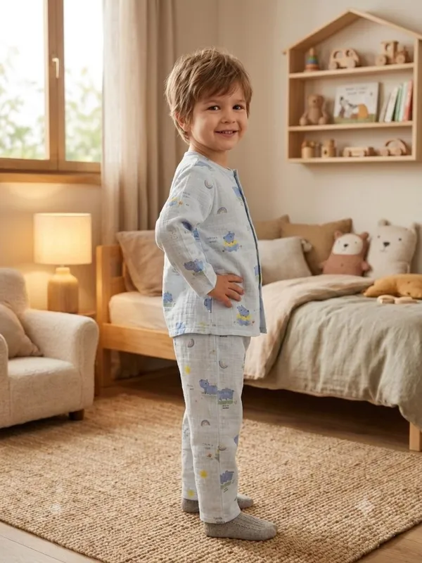 Light_Blue_Muslin_Relaxed_Fit_Cartoon_Print_Night_Suit_For_Kids