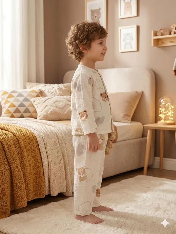 Cream_Muslin_Relaxed_Fit_Teddy_Cloud_Print_Night_Suit_For_Kids