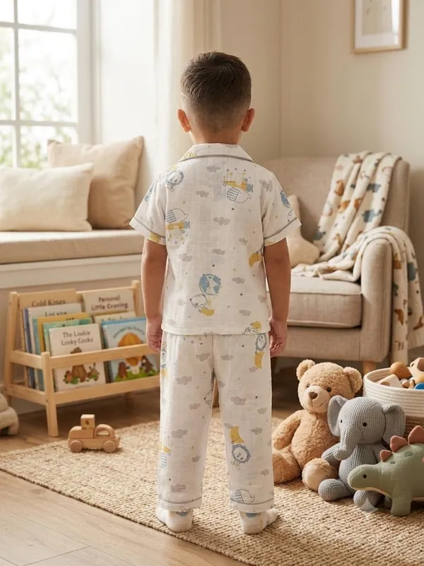 White_Muslin_Relaxed_Fit_Space_Print_Night_Suit_For_Kids
