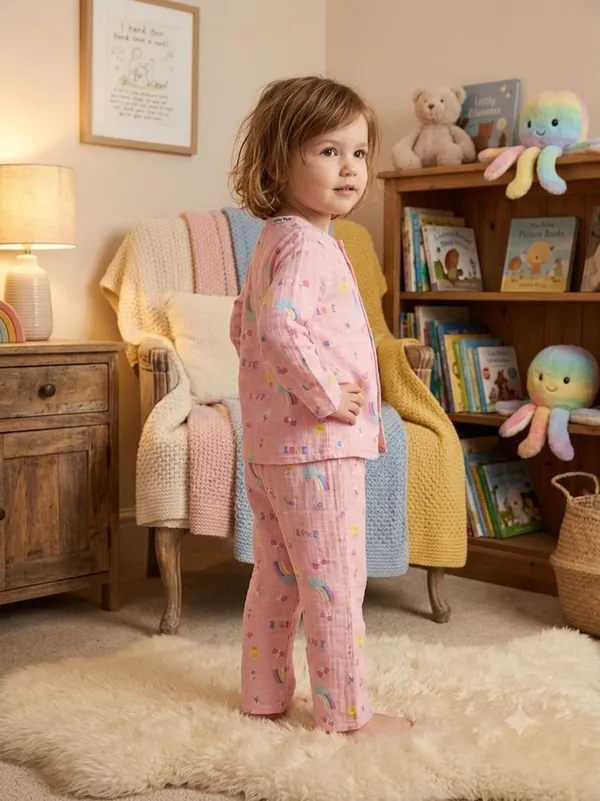 Pink_Muslin_Relaxed_Fit_Rainbow_Print_Night_Suit_For_Kids