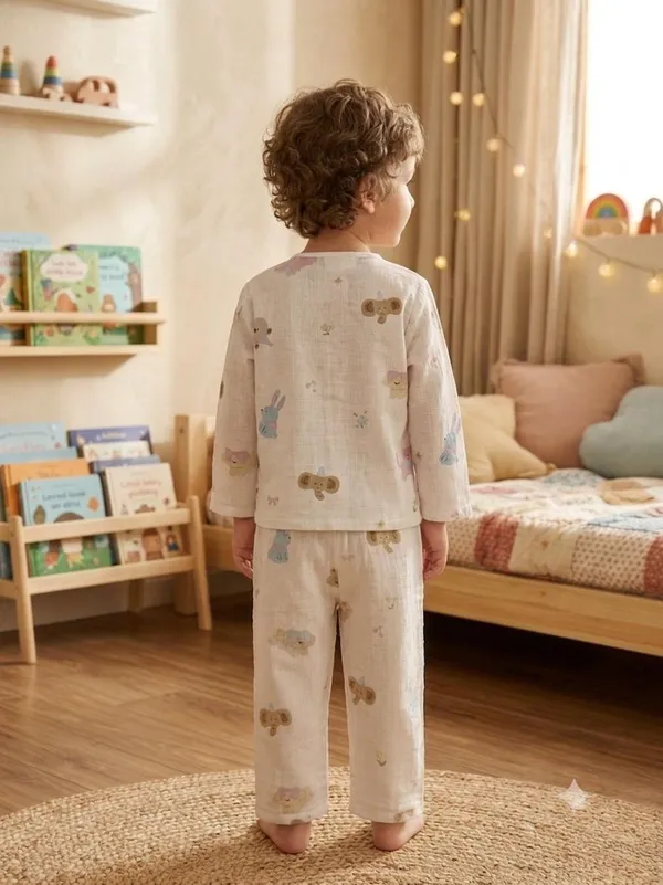 White_Muslin_Relaxed_Fit_Animal_Print_Night_Suit_For_Kids